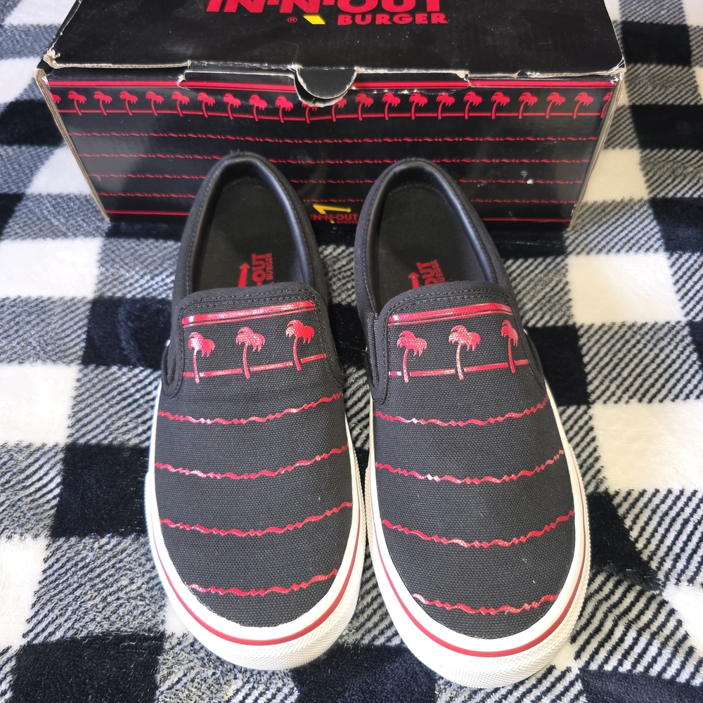 NWT IN-N-OUT  Black and Red SODA CUP Slip-On Sneakers